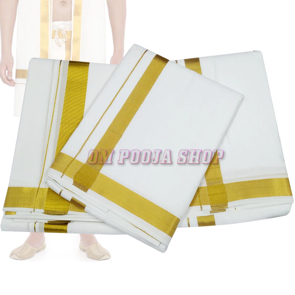 Towel Stylesindia Men's Cotton Colored Single Layer Thalapathy Dhoti with Angavastram