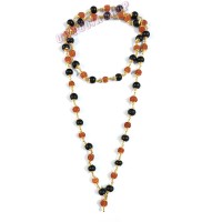 Divine Rudraksha & Karungali Mala 54 Beads with Brass Caps