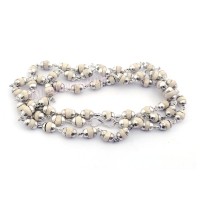 Safed (White) Tulsi in German Silver Cap Mala