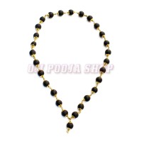 Shaligram Japa Mala 27+1 Beads in Brass Capping