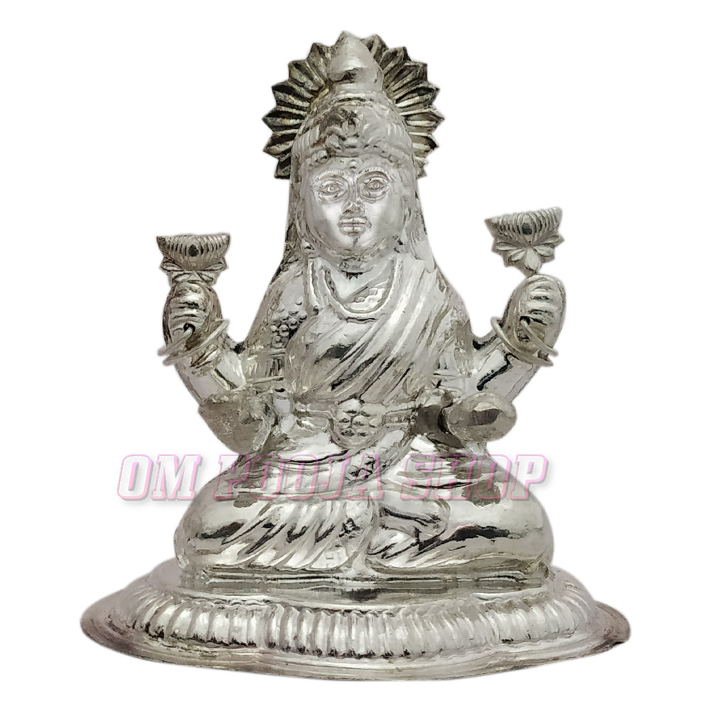 Laxmi Statue in Pure Silver | Buy Lakshmi online OM POOJA SHOP