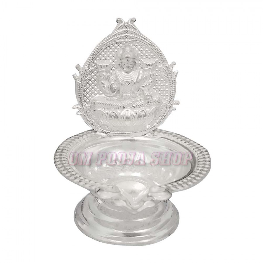 Leaf Shape Laxmi Diya Lamp in Pure Silver