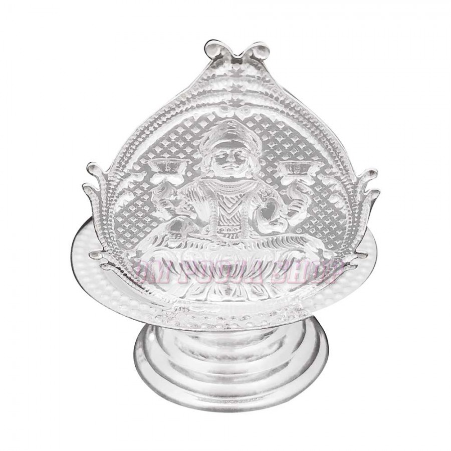 Leaf Shape Laxmi Diya Lamp in Pure Silver