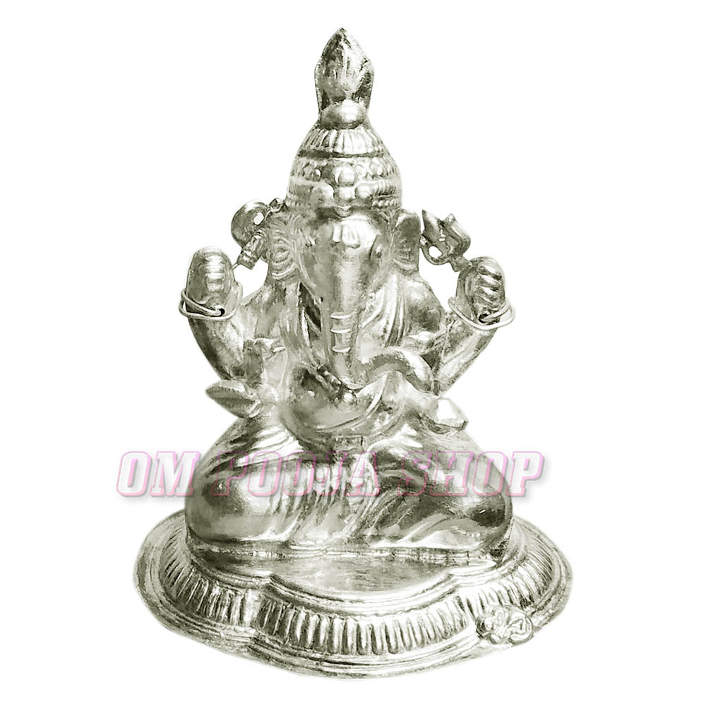 Silver Lord Ganesh Murti | Buy silver ganesh idol online OM POOJA SHOP