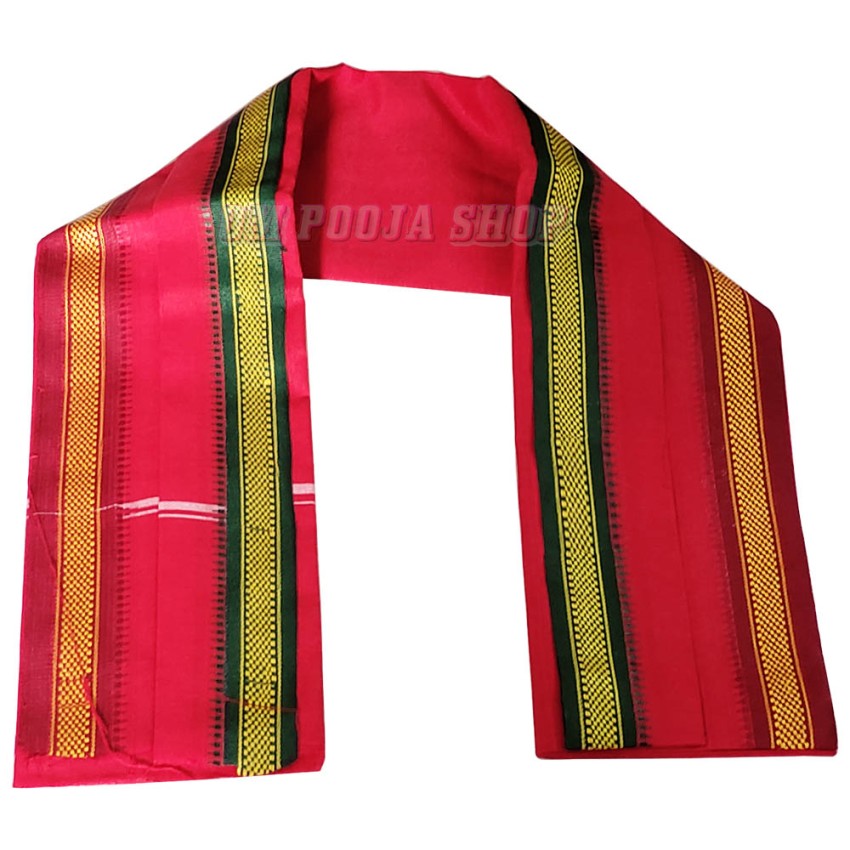 Red Cotton Uparna Towel for Men and Priest - SIze: 70x170 cm