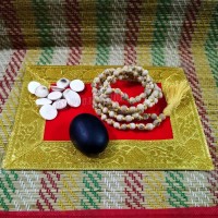 Prasann Thakurji Shaligram Stone, Gomti Chakra with Tulsi Mala