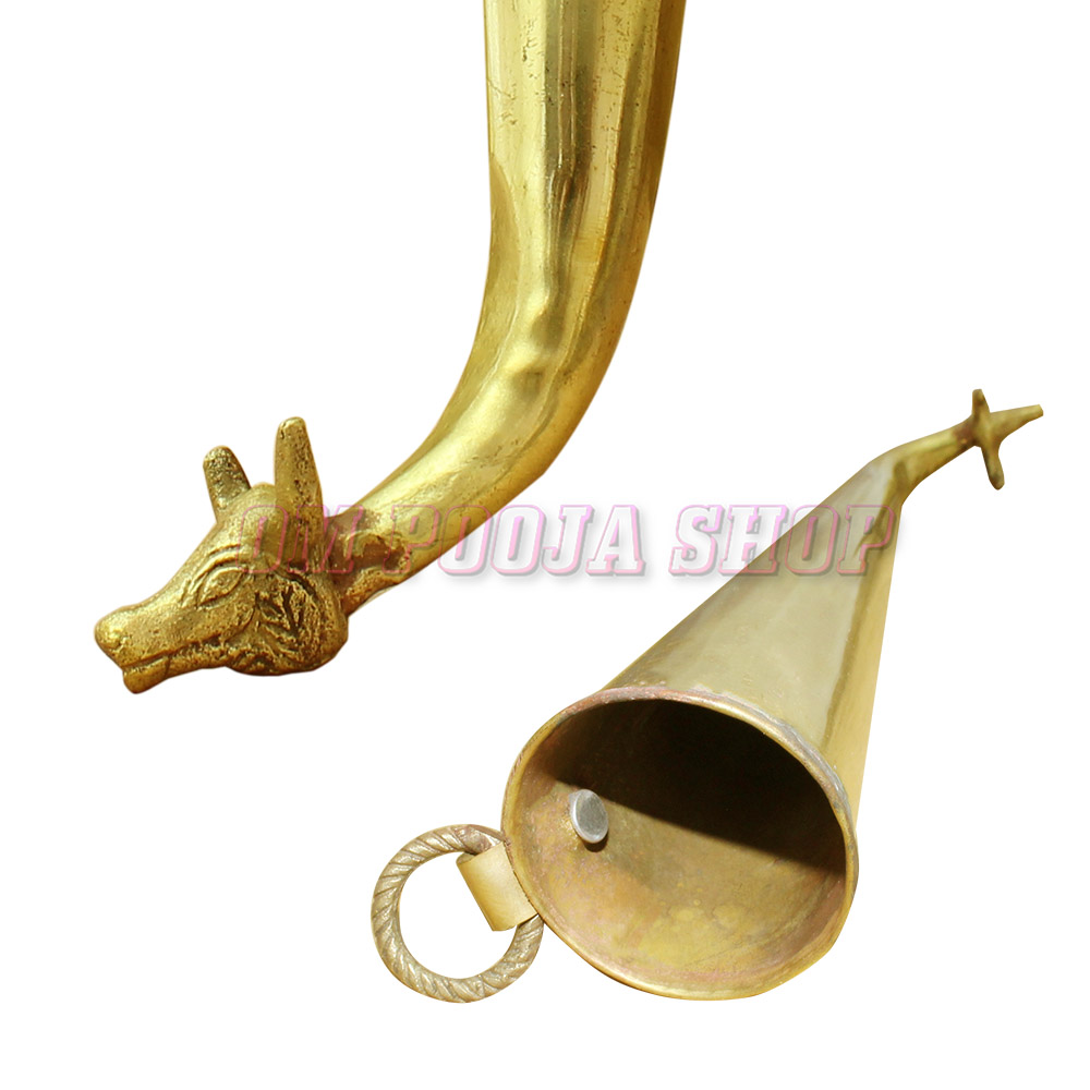Pure Brass Gaumukhi Shringi for Abhishek Bathing Pot for Gods 9 