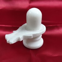 Shivling in White Marble | Milk Marble Stone Shivling - Size: 2.25x3.3x3.5 inches 