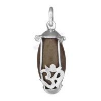 Om Design Narmada Shivling Silver Locket (Height 1.5 inches)