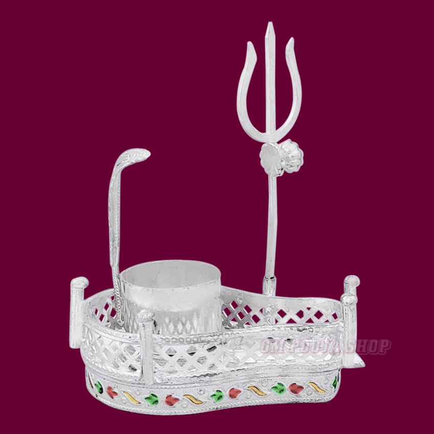 Yoni Base with Snake and Trishul in Sterling SIlver for Shivlingam