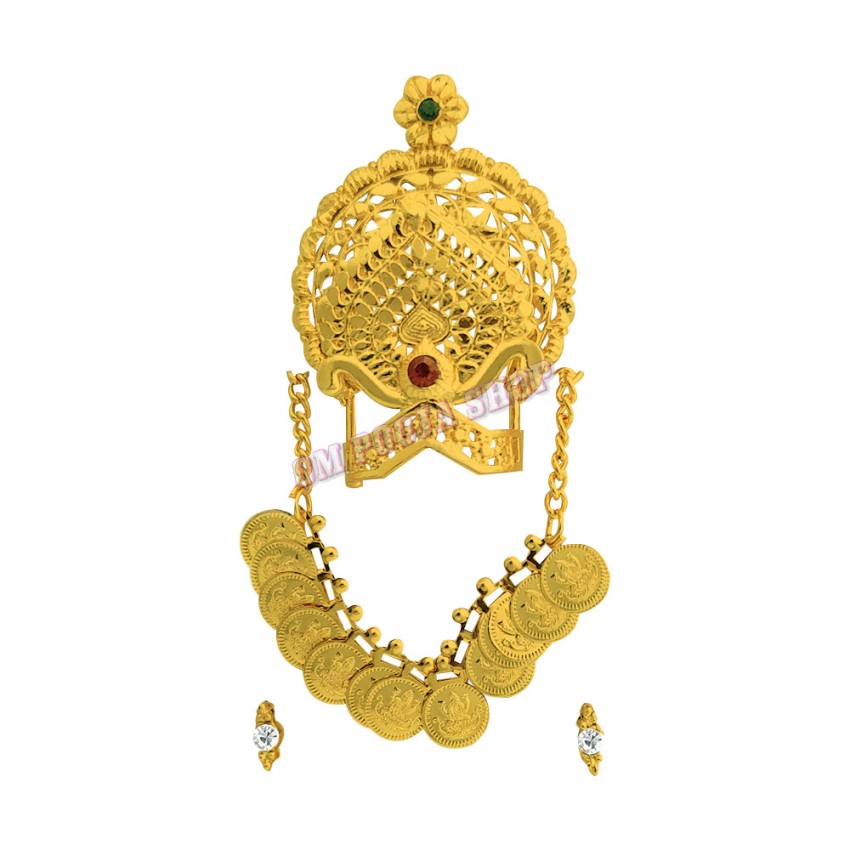 Golden Crown Necklace And Earrings set for Deity