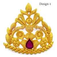 Divine Golden Mukut with Red Stone