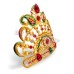 Golden Crown Mukut with Multi Color Stone - Size- 4.25 x 4.5 inches