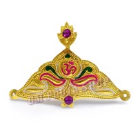Golden Mukut with Om & Lotus Design for God Idol - Size 4.25 x 3 Inches