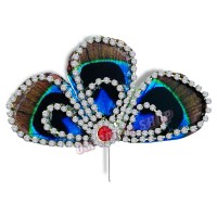 Stone Decorated Peacock Feather Kalangi for Pagdi Mukut
