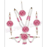 Handcrafted Pink Floral & Pearl Radha Ji Jewellery Set for Kids