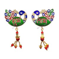 Shubh Laabh Meanakari Peacock Door Sticker Set 