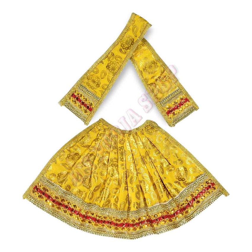 Devi Idol Lehenga and Dupatta with Designer Border - 6 inches Devi Idol Lehenga and Dupatta with Designer Border - 6 inches