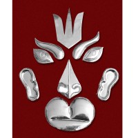 Hanuman Ji Face Decoration Set - Pure Copper with Silver Covering - Medium Size