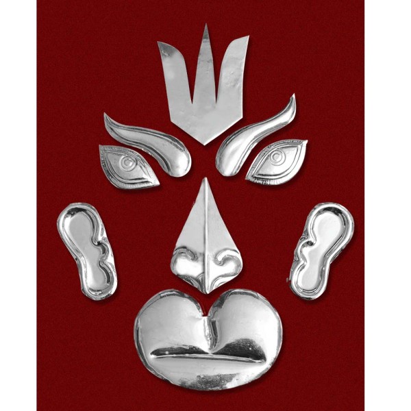 Hanuman Ji Face Decoration Set - Pure Copper with Silver Covering - Medium Size
