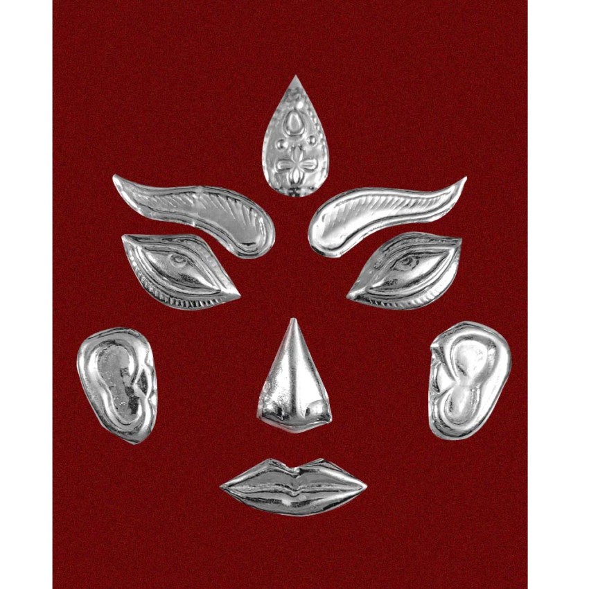 Lakshmi Devi Face Decoration Set – Small Size | Copper with Silver Plating
