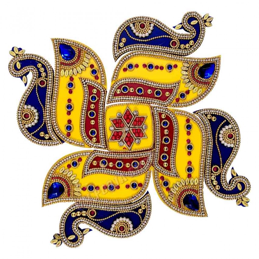 Peacock Swastika Chowkpurana Petals Rangoli in Acrylic