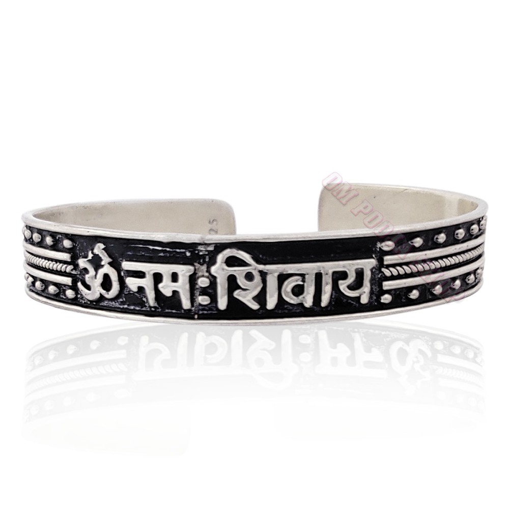 Indian Bollywood Style Silver Om Damru Brass Black Leather Bracelet for Men  | eBay