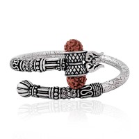 Shiv Trishul Damaroo Rudraksha Kada in Sterling Silver - 46 Gms