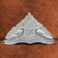 Peacock Mayur Crown (Mukut) for Deity in Pure Silver (SIze_12x7 Inches)
