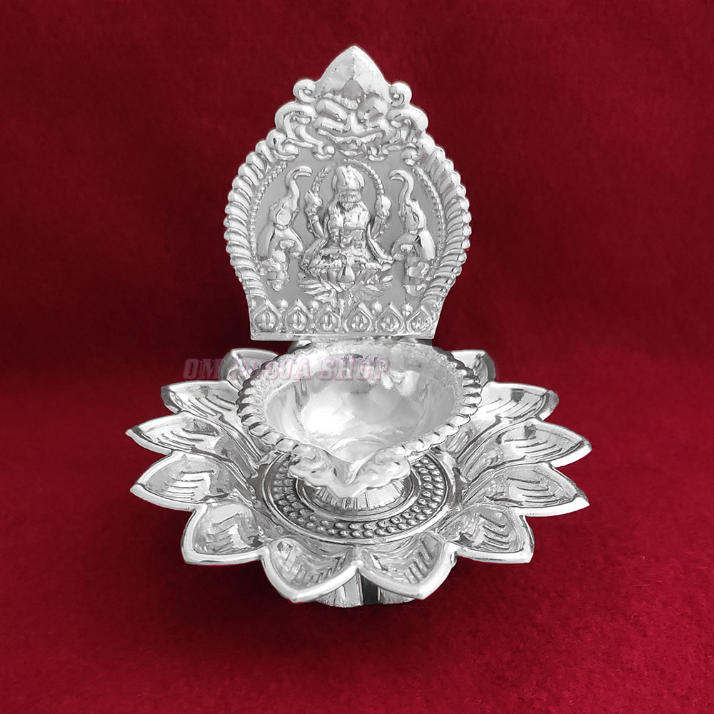 Flower Shape Lakshmi Deepam Diya in German Silver