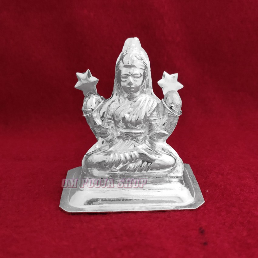 German Silver Goddess Laxmi Idol - SIze: 2.2 x 2.25 inches