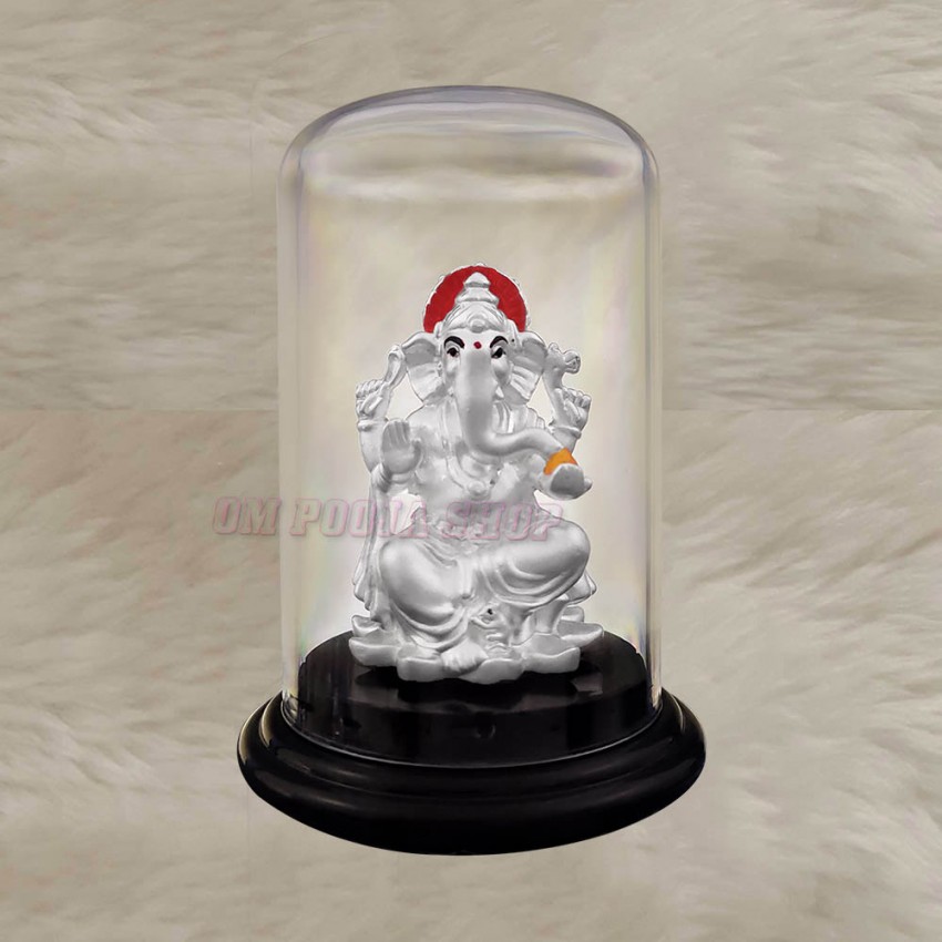Gajmukh Ganpati with Mouse 999 Pure Silver Divine Gift in Air Proof Acrylic Box