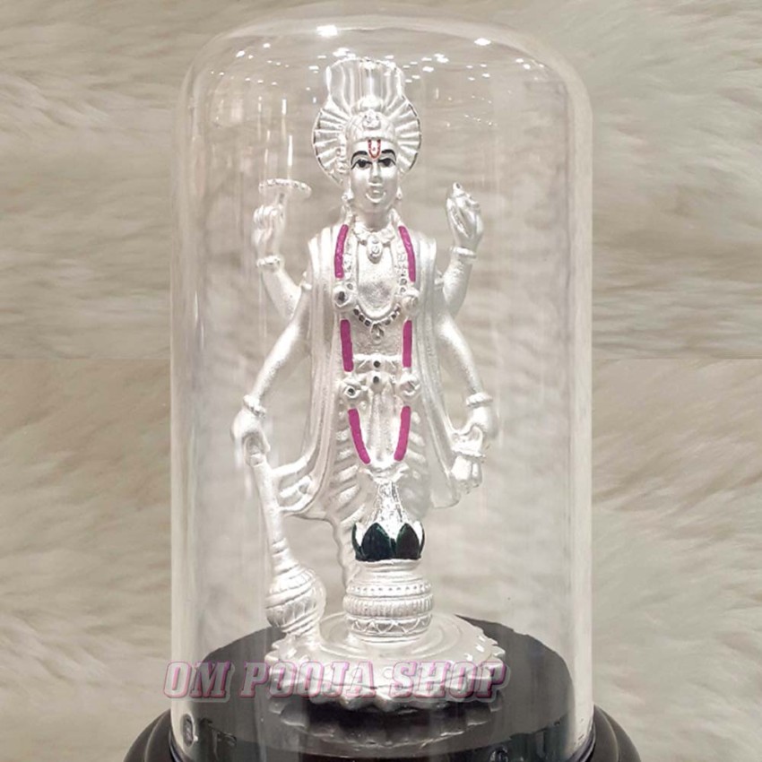 Shri Vishnu Pure Silver Idol Divine Gift in Air Proof Acrylic Box