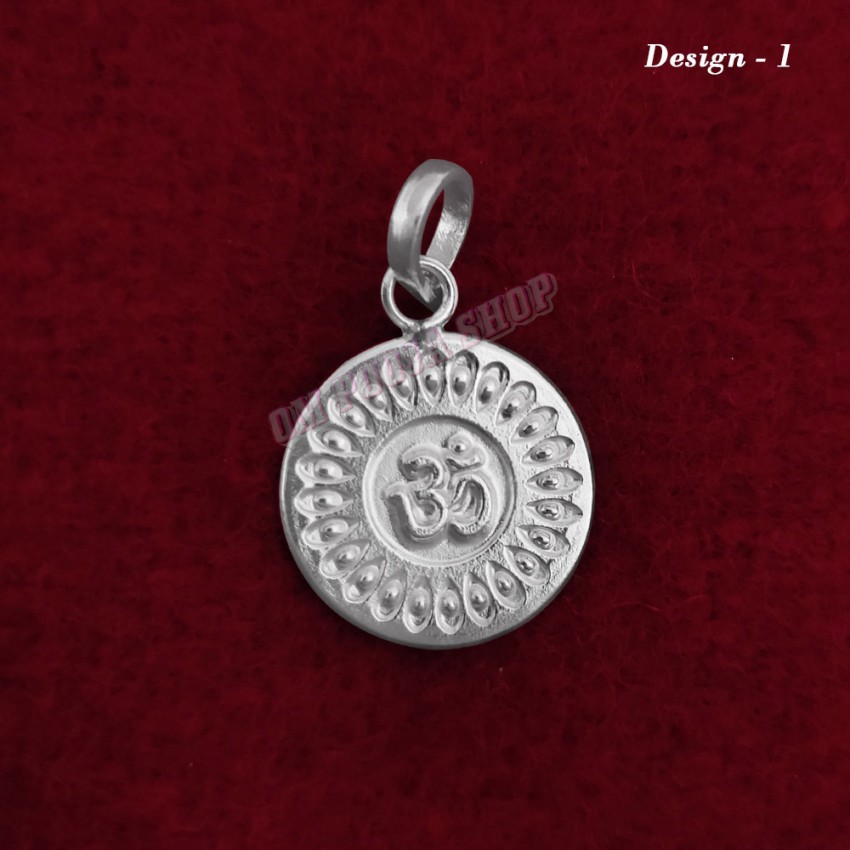 Round Shape Designer Sacred Om Pendant in Pure Silver & Pure Gold