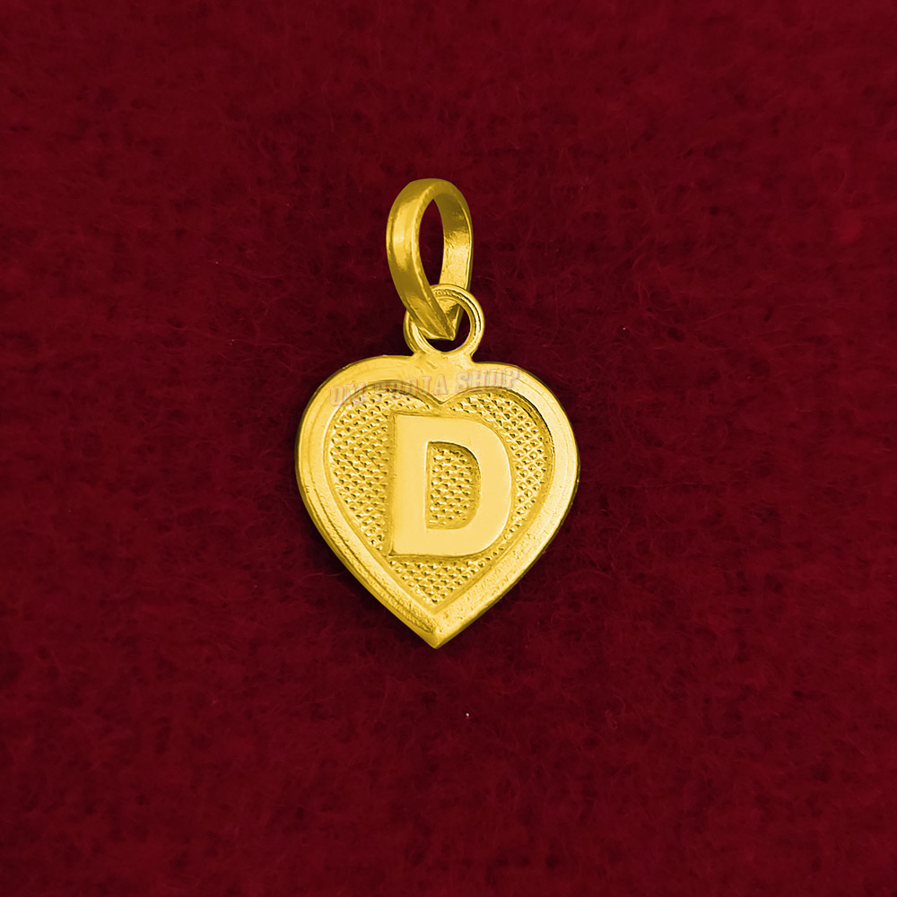 D Letter Pendant in Pure Silver & Pure Gold - Size: 15x19 mm