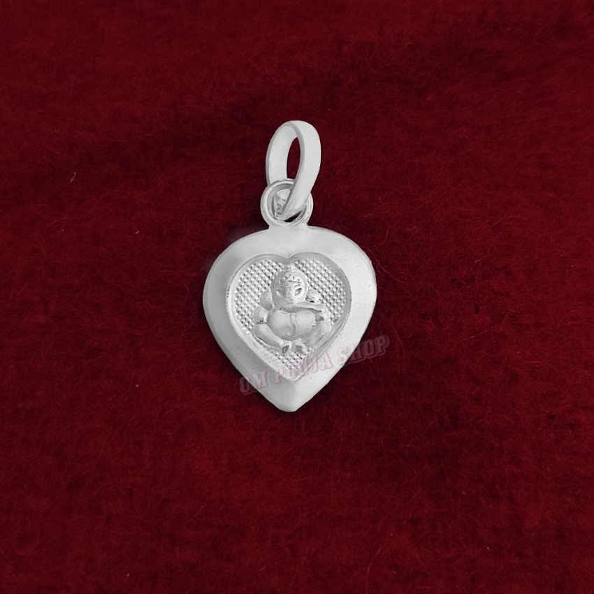 Shri Ganpati Heart Shape Designer Pendant in Pure Silver & Pure Gold - Size: 13x19 mm