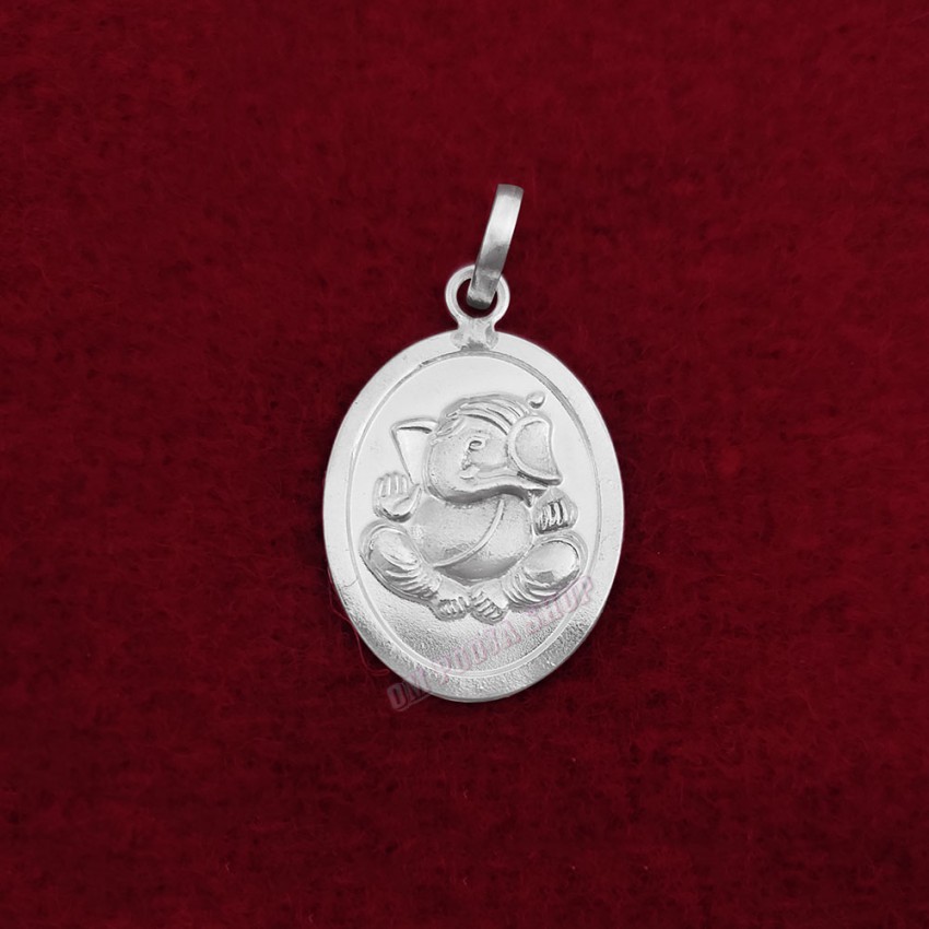 Lord Ganpati One Side Oval Shape Pendant in Pure Silver & Pure Gold - Size: 20x29 mm
