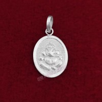 Oval Ganpati ji Pendant in Pure Silver & Pure Gold - Size: 17x25 mm
