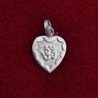 Heart Shape Om Locket in Pure Silver & Pure Gold - Size: 16x22 mm