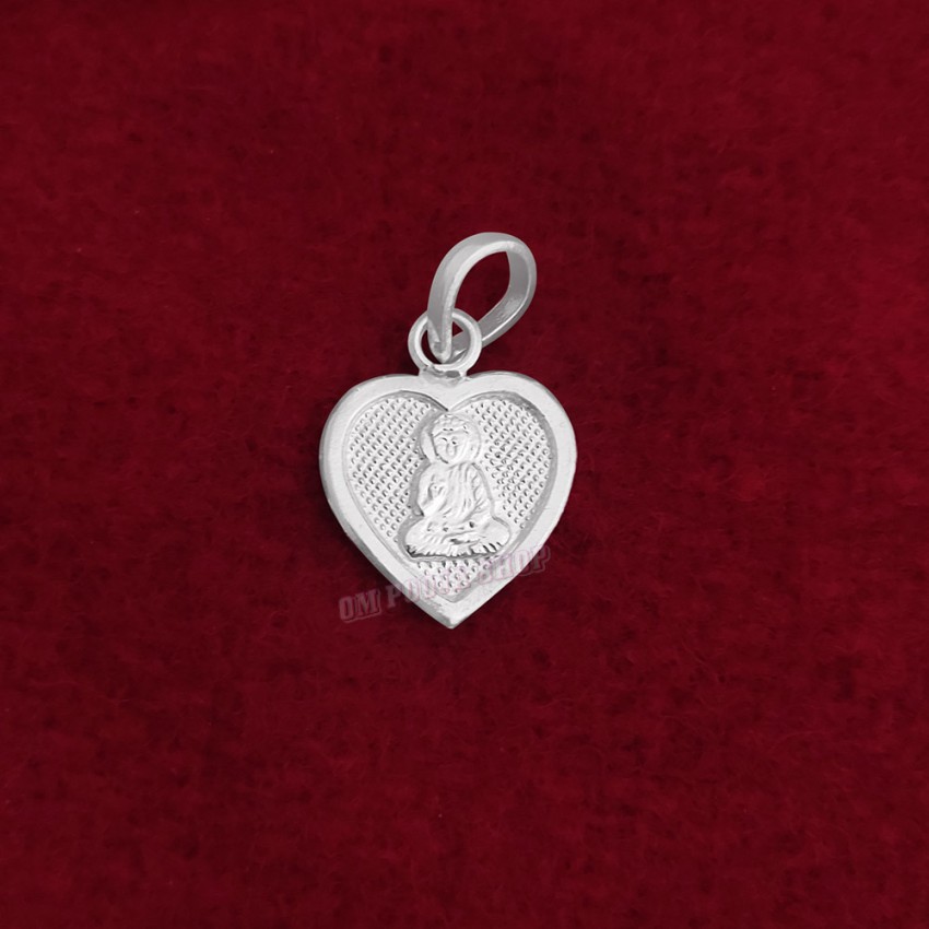 Heart Shape Lord Buddha Pendant in Pure Silver & Pure Gold - Size: 15x19 mm