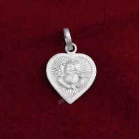 Heart Shape Glowing Ganesha Pendant in Pure Silver & Pure Gold - Size: 18x23 mm