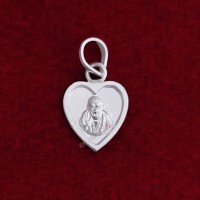 Heart Shape Saibaba Locket in Pure Silver & Pure Gold - Size: 13x18 mm