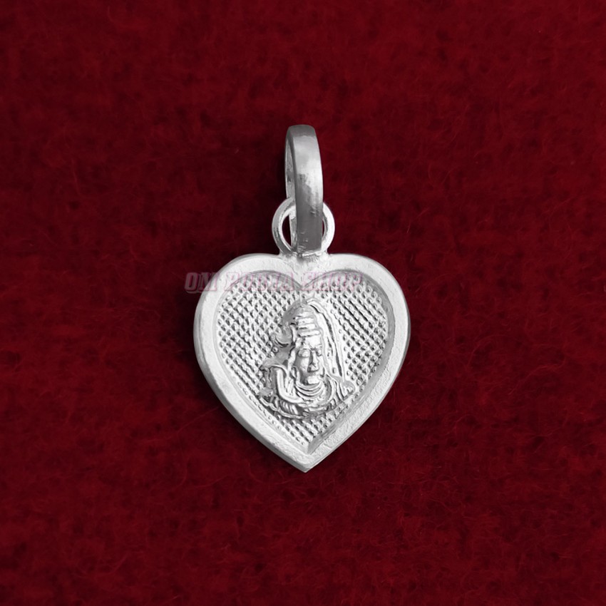 Heart Shape Shiva Pendant in Pure Silver & Pure Gold - Size: 15x19 mm