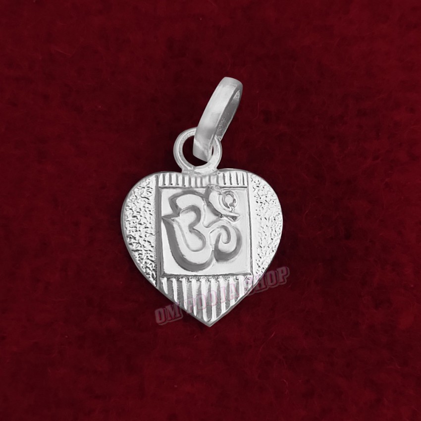 Holy Om Heart Shape Designer Pendant in Pure Silver & Pure Gold - Size: 15x19 mm