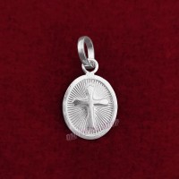 Oval Shape Holy Cross Pendant in Pure Silver & Pure Gold - Size: 14x22 mm