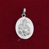 Oval Shape Ganesh ji Pendant in Pure Silver & Pure Gold - Size: 20x28 mm