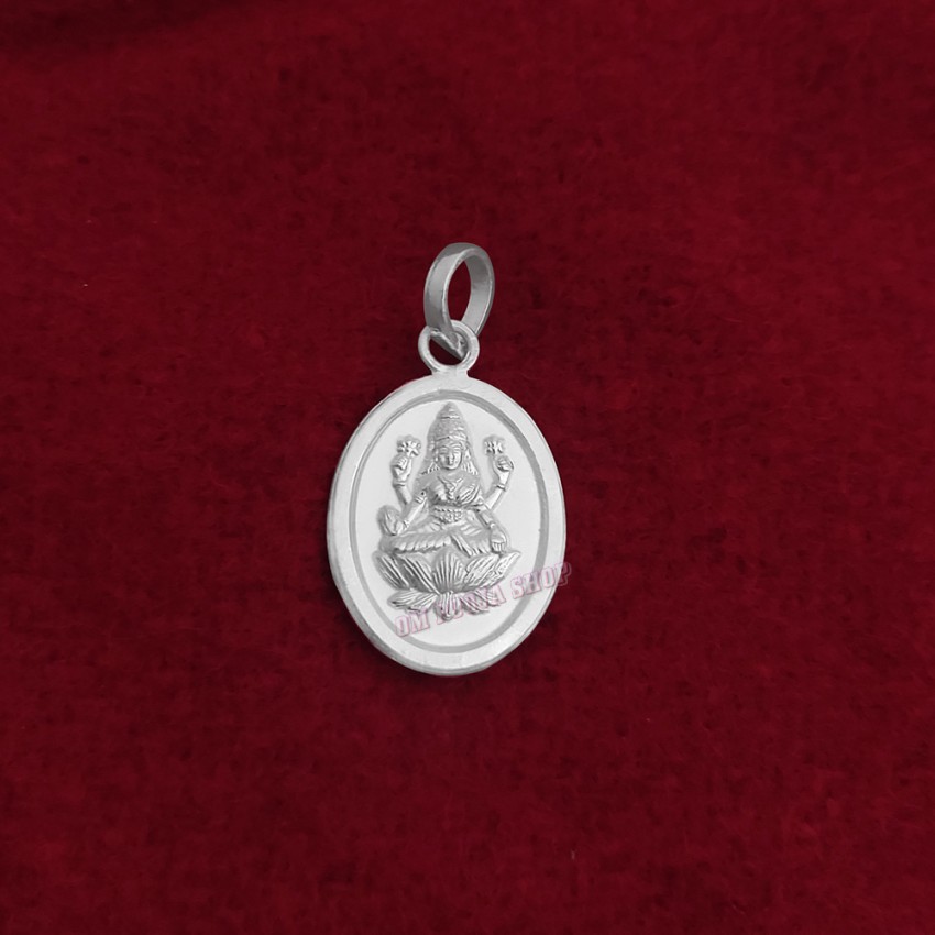 Oval Shape Mahalakshmi Pendant in Pure Silver & Pure Gold - Size: 17x25 mm
