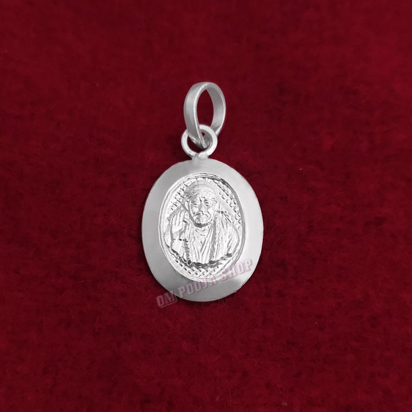 Oval Shape Saibaba Pendant in Pure Silver & Pure Gold - Size: 13x22 mm