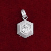 Saibaba Hexagon Shape Designer Pendant in Silver & Gold - Size: 17x20 mm