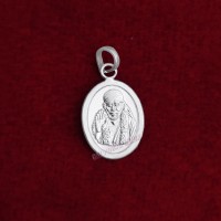 Saibaba Oval Shape Pendant in Pure Silver & Pure Gold - Size: 16x25 mm